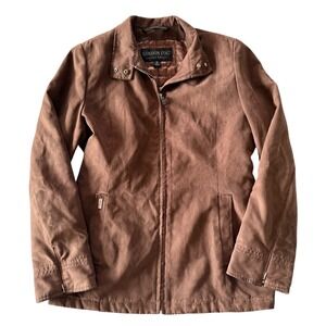 London Fog Limited Edition Brown All Weather Suede Jacket Womens Small Full Zip